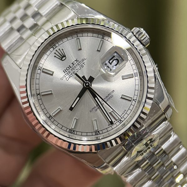 Đồng hồ Rolex mặt số xám cọc dạ quang 36mm