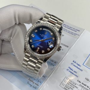 Đồng hồ độ kim cương Rolex mặt xanh đen
