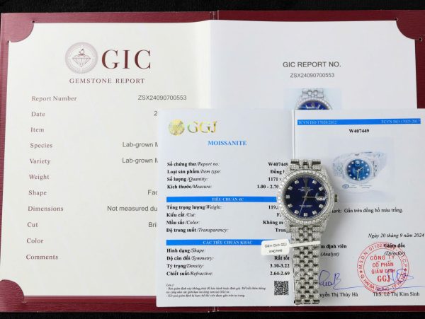 Đồng Hồ Rolex Chế Tác Kim Cương Moissanite Hong Kong Mặt Xanh 41mm (2)