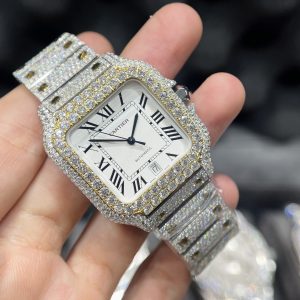 Đồng hồ Cartier chế tác full kim cương Moissanite