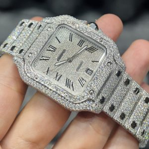 Đồng hồ Cartier chế tác full kim cương moissanite