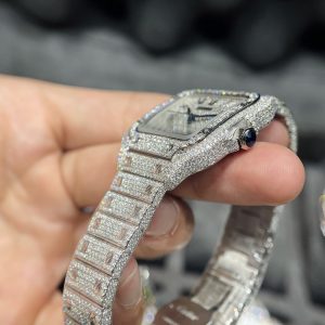 Đồng hồ Cartier đính full kim cương moissanite