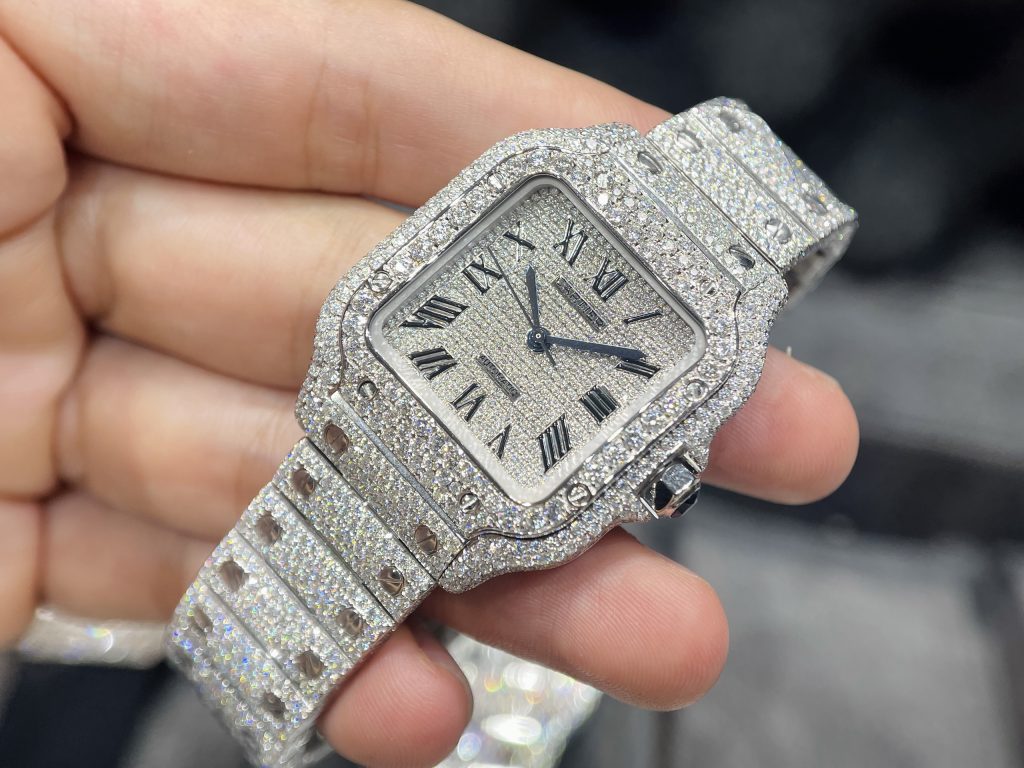 Đồng hồ Cartier nữ chế tác kim cương moissanite