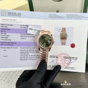Đồng hồ Rolex Rep 11 Day-Date Bọc Vàng Thật Mặt Số Xanh
