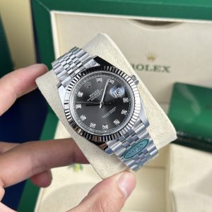 Đồng Hồ Rolex DateJust Rep 11 Mặt Số Xám Cọc Số Đính Đá Clean Factory (1)