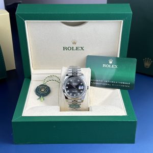 Đồng Hồ Rolex DateJust Rep 11 Mặt Số Xám Cọc Số Đính Đá Clean Factory (3)