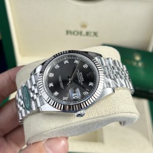 Đồng Hồ Rolex DateJust Rep 11 Mặt Số Xám Cọc Số Đính Đá Clean Factory (3)