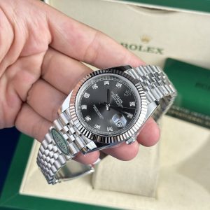 Đồng Hồ Rolex DateJust Rep 11 Mặt Số Xám Cọc Số Đính Đá Clean Factory (3)