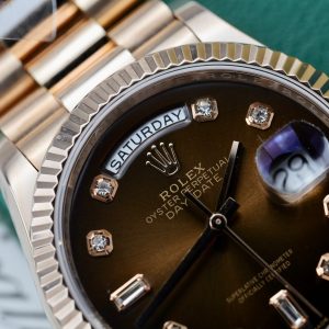 Đồng Hồ Rolex Day-Date Chế Tác Bọc Vàng Thật Mặt Số Nâu GM V3 (3)