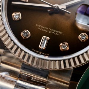 Đồng Hồ Rolex Day-Date Chế Tác Bọc Vàng Thật Mặt Số Nâu GM V3 (3)