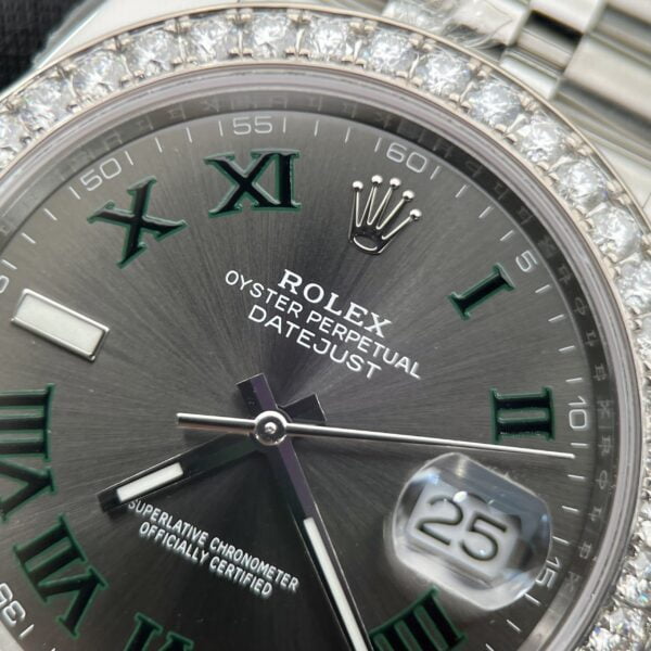 Đồng hồ Rolex DateJust Độ Kim Cương Moissanite Mặt Số Winbledon