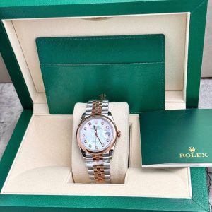 Đồng Hồ Nữ Rolex Mặt Xà Cừ DateJust Demi Replica 11 Thụy Sỹ (8)