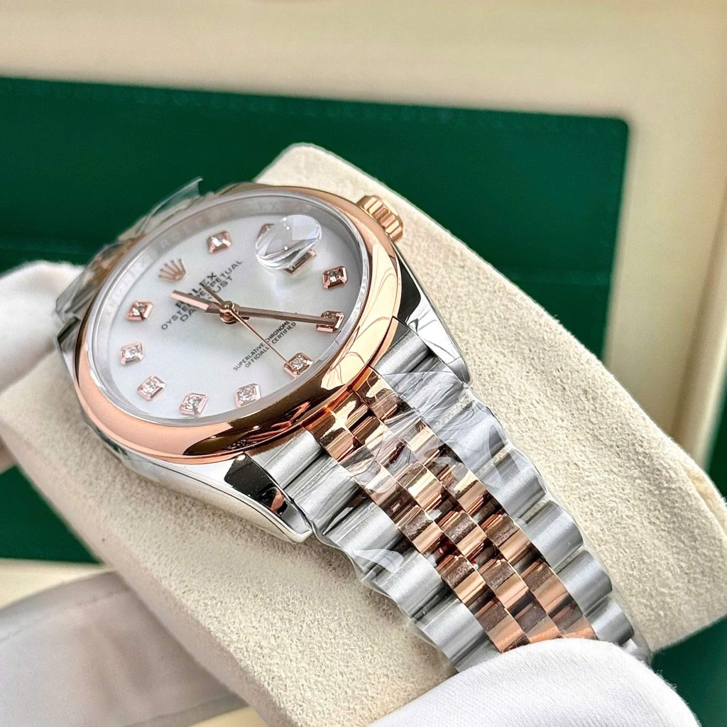 Đồng Hồ Nữ Rolex Mặt Xà Cừ DateJust Demi Replica 11 Thụy Sỹ (8)