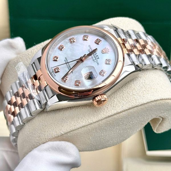 Đồng Hồ Nữ Rolex Mặt Xà Cừ DateJust Demi Replica 11 Thụy Sỹ (8)