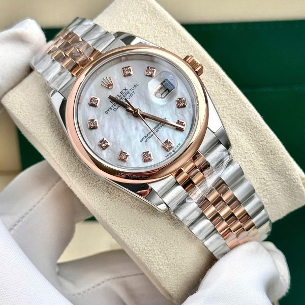 Đồng Hồ Nữ Rolex Mặt Xà Cừ DateJust Demi Replica 11 Thụy Sỹ (8)