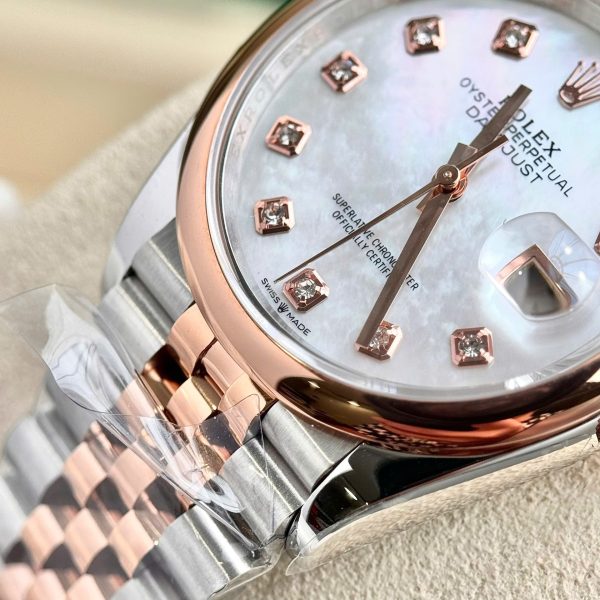 Đồng Hồ Nữ Rolex Mặt Xà Cừ DateJust Demi Replica 11 Thụy Sỹ (8)