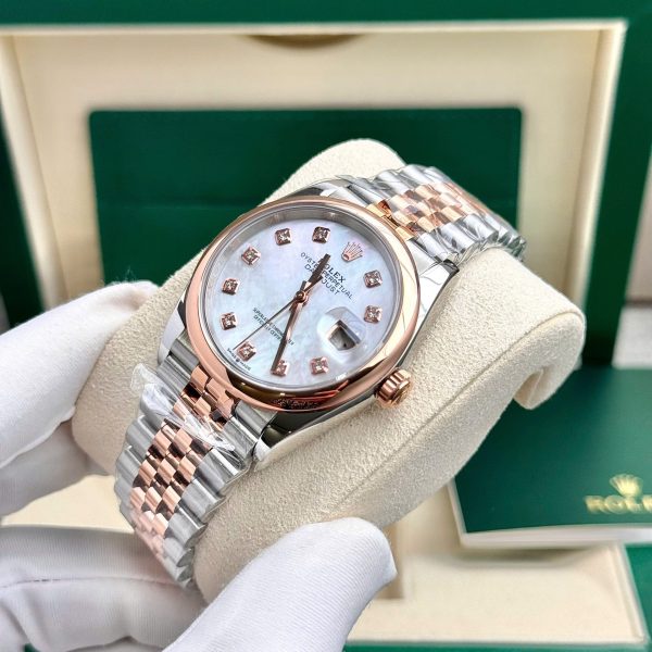 Đồng Hồ Nữ Rolex Mặt Xà Cừ DateJust Demi Replica 11 Thụy Sỹ (8)