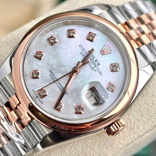 Đồng Hồ Nữ Rolex Mặt Xà Cừ DateJust Demi Replica 11 Thụy Sỹ (8)