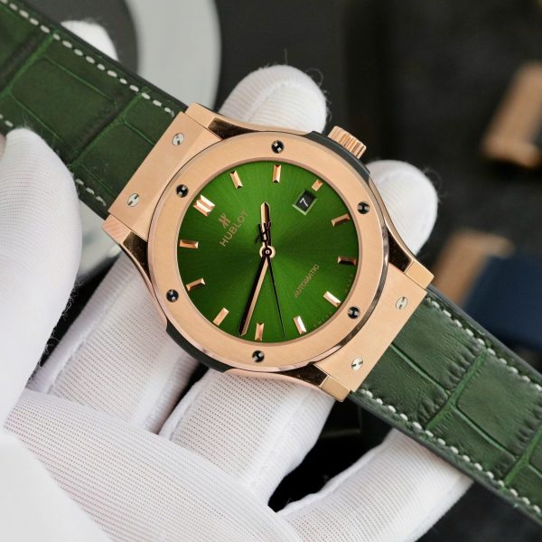 Đồng Hồ Nam Hublot Rep 1:1 Classic Fusion King Gold Màu Xanh Lá JJF 2024