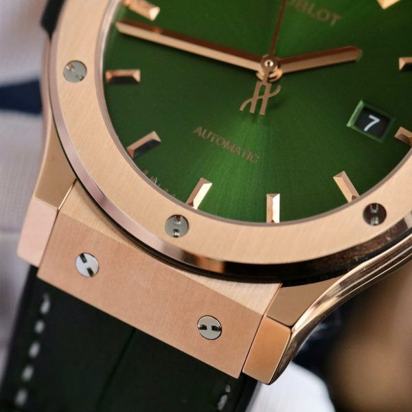 Đồng Hồ Nam Hublot Rep 11 Classic Fusion King Gold Màu Xanh Lá JJF 2024 (5)