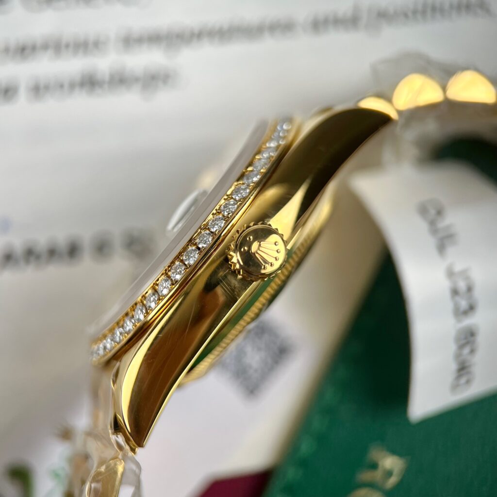 Đồng Hồ Rolex Bọc Vàng 18K Kim Cương Moissanite Mặt Thiên Thạch