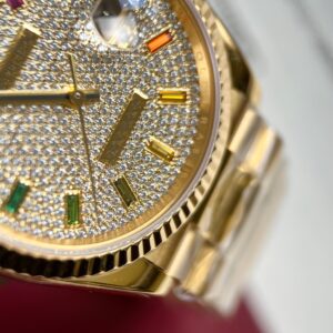 Đồng Hồ Rolex Day-Date President Yellow Gold Rainbow Rep 11