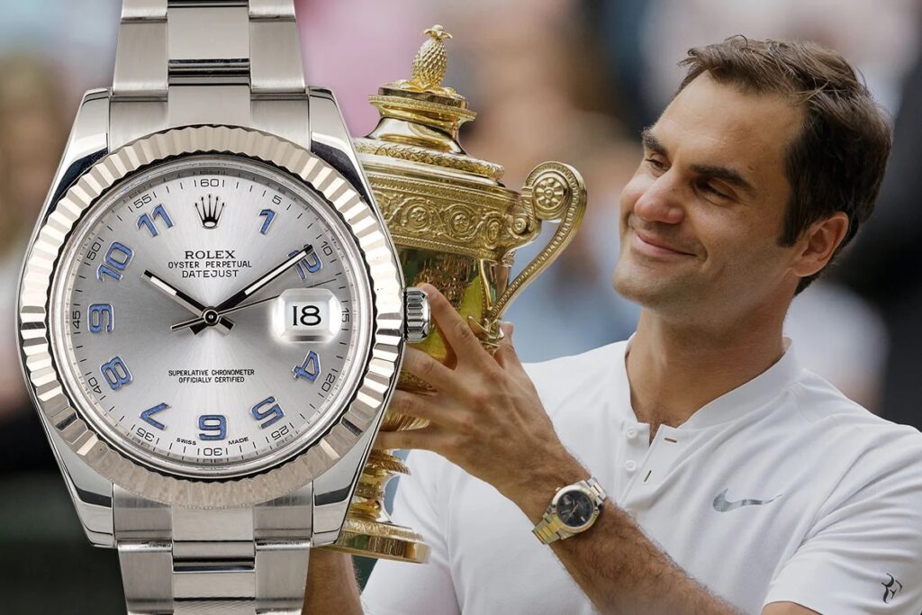 Đồng hồ Rolex Datejust trên tay siêu sao quần vợ Roger Federer