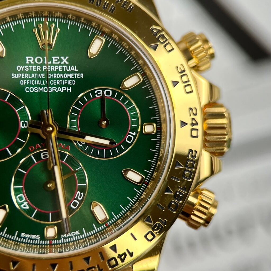 Đồng Hồ Rolex Daytona Replica 1 1 Bọc Vàng Thật Mặt Xanh Green