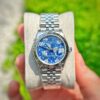 Đồng Hồ Rolex Lady DateJust Fake 11 Thụy Sỹ Mặt Số Cánh Hoa Xanh 31mm