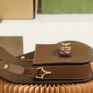 Túi Gucci Siêu Cấp Horsebit 1955 Siêu Cấp Màu Nâu Trơn 25cm (9)