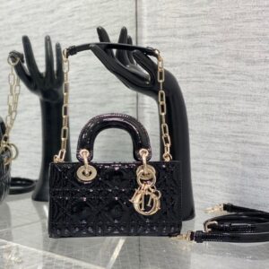 Túi Xách Dior D-Joy Lady Bags Màu Đen Da Bóng Siêu Cấp 22x15cm (4)