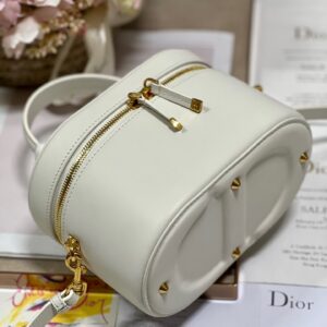 Túi Xách Dior Travel Vanity Màu Trắng Sữa Siêu Cấp 20x12x14cm (9)