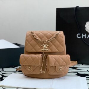 Balo Chanel Nữ Màu Nâu Mini Siêu Cấp 20.5x20x11.5cm (2)