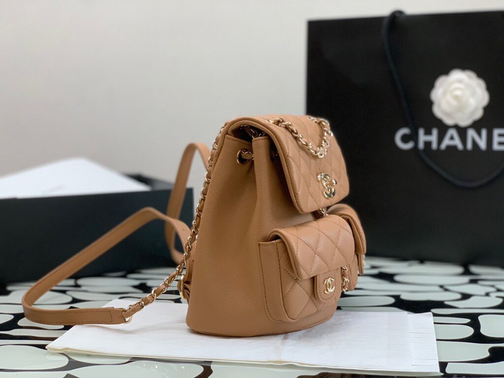 Balo Chanel Nữ Màu Nâu Mini Siêu Cấp 20.5x20x11.5cm (2)