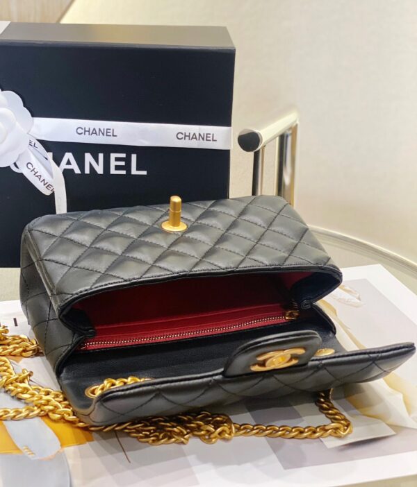 Túi Chanel Charm Hoa Trà Siêu Cấp Màu Đen 20cm (1)