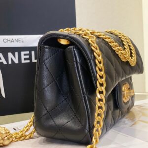 Túi Chanel Charm Hoa Trà Siêu Cấp Màu Đen 20cm (1)