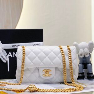 Túi Chanel Charm Hoa Trà Siêu Cấp Màu Trắng 20cm (2)