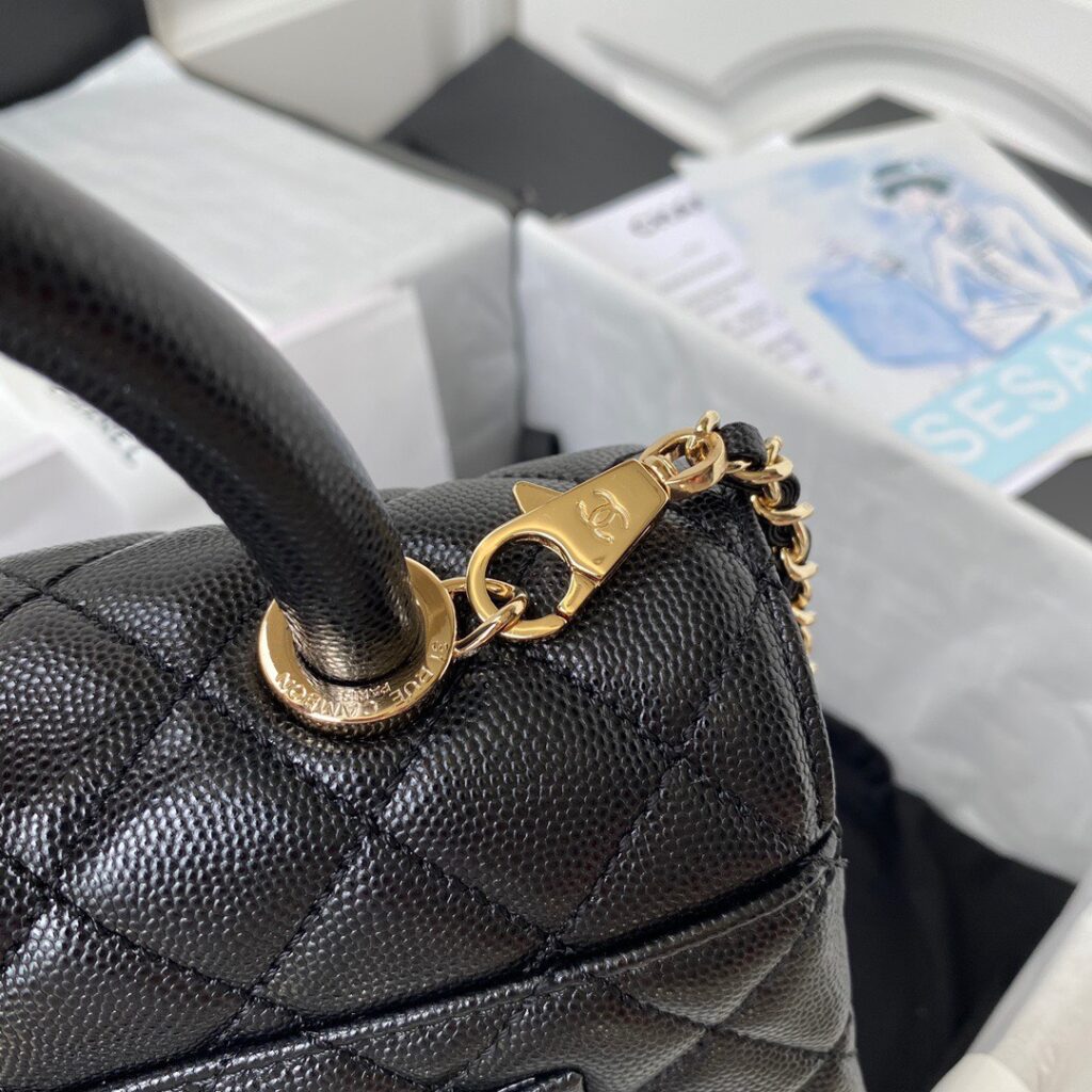 Túi Chanel Coco Handle Bag Nữ Siêu Cấp Màu Đen 23cm (2)