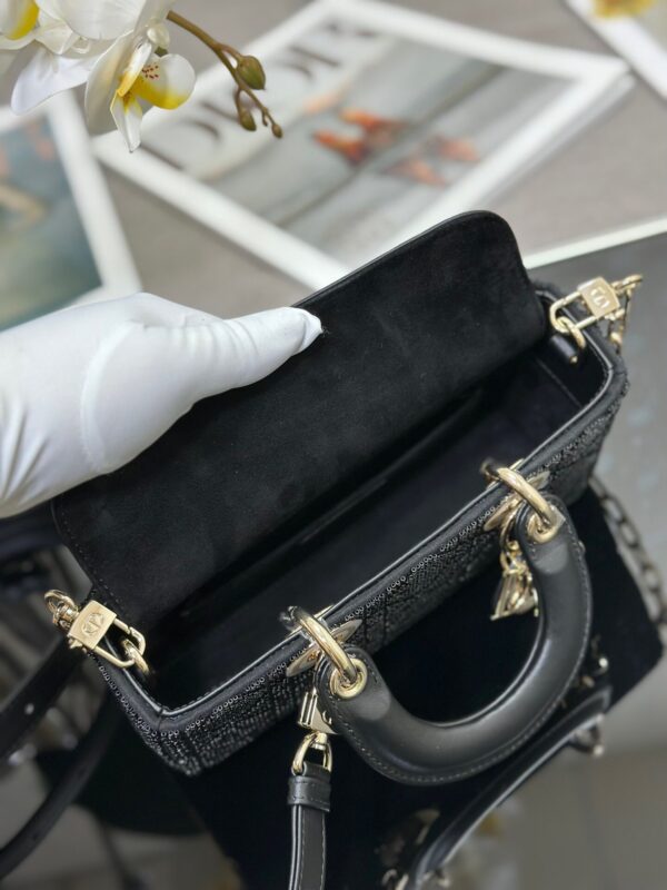 Túi Dior D-Joy Cườm Siêu Cấp Màu Đen 22x12x6cm (9)