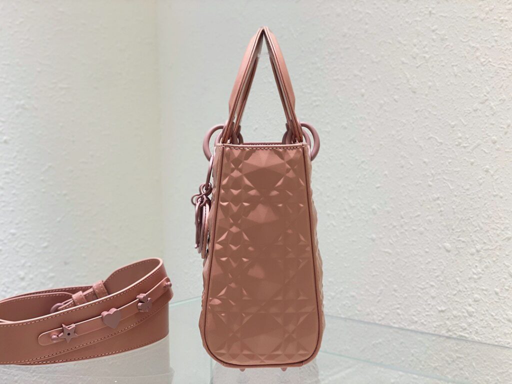 Túi Dior Lady Siêu Cấp Họa Tiết Kim Cương Nữ Màu Hồng 20cm (2)
