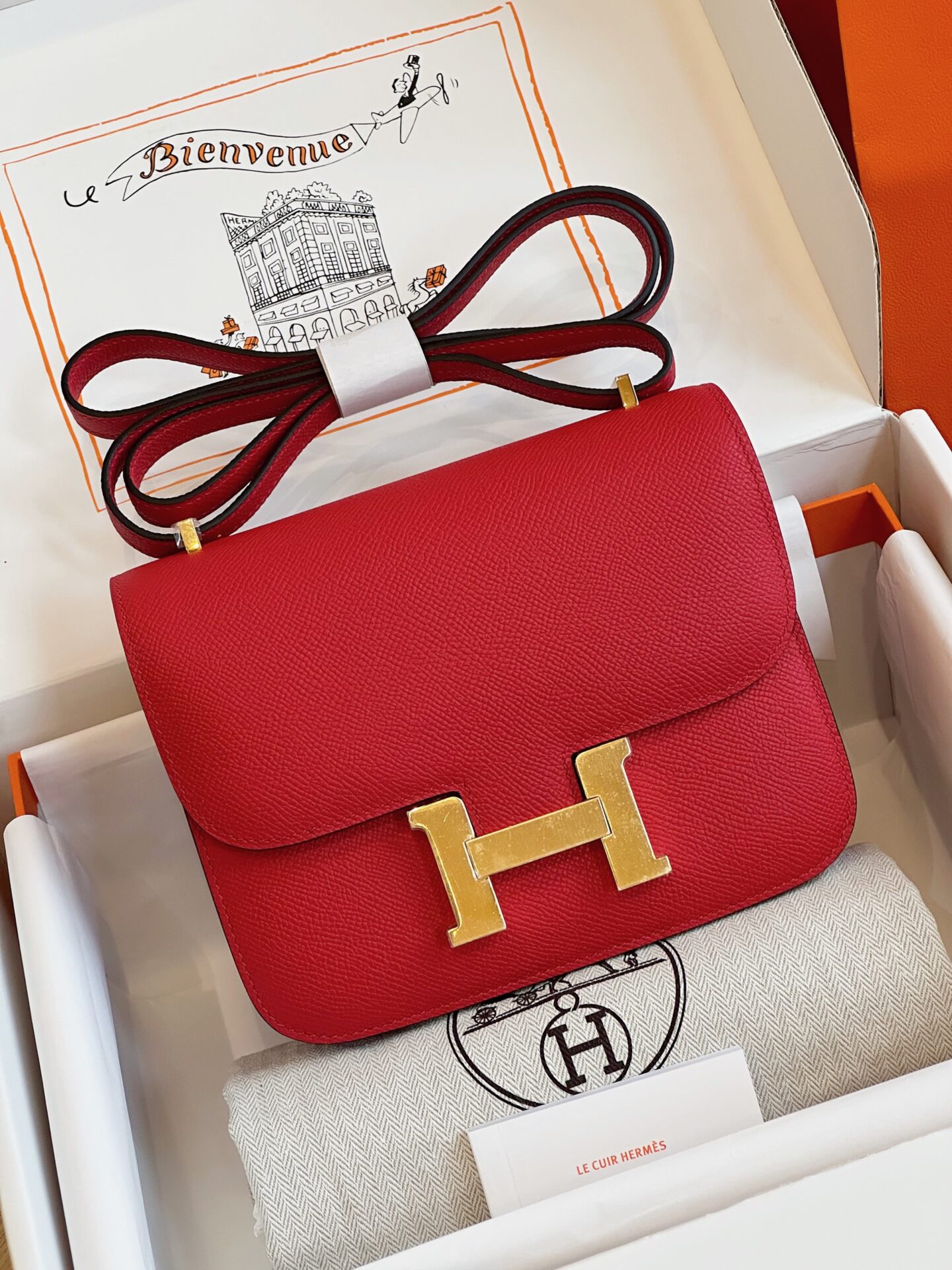 Túi Hermes Constance Like Auth Nữ Màu Đỏ 19cm - DWatch Luxury