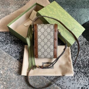 Túi Hộp Điện Thoại Gucci Horsebit 1955 Mini Phone Box Bag Màu Nâu (2)