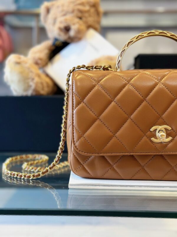 Túi Xách Chanel Coco Mini Handle Bag Màu Cam Đất Siêu Cấp (1)
