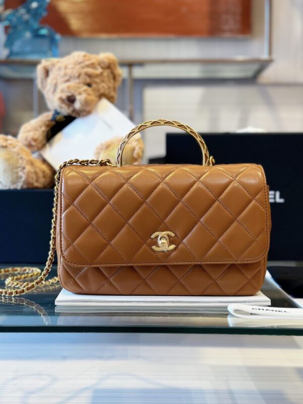 Túi Xách Chanel Coco Mini Handle Bag Màu Cam Đất Siêu Cấp (1)