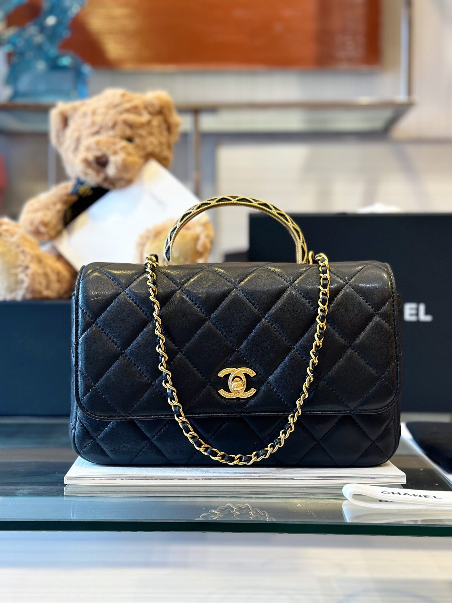 Chanel Mini Top Handle Beige SS21  Designer WishBags