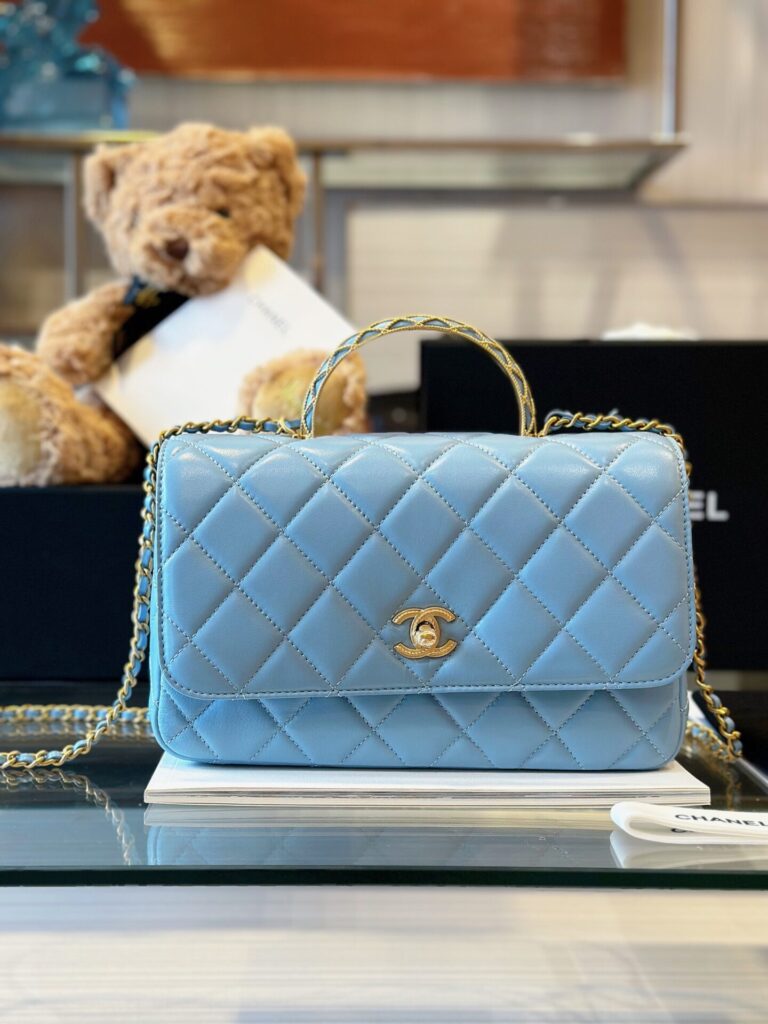 Túi Xách Chanel Coco Mini Handle Bag Màu Xanh Dương Siêu Cấp (1)
