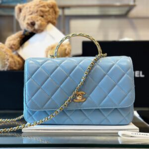 Túi Xách Chanel Coco Mini Handle Bag Màu Xanh Dương Siêu Cấp (4)