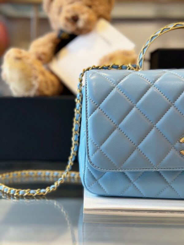 Túi Xách Chanel Coco Mini Handle Bag Màu Xanh Dương Siêu Cấp (4)