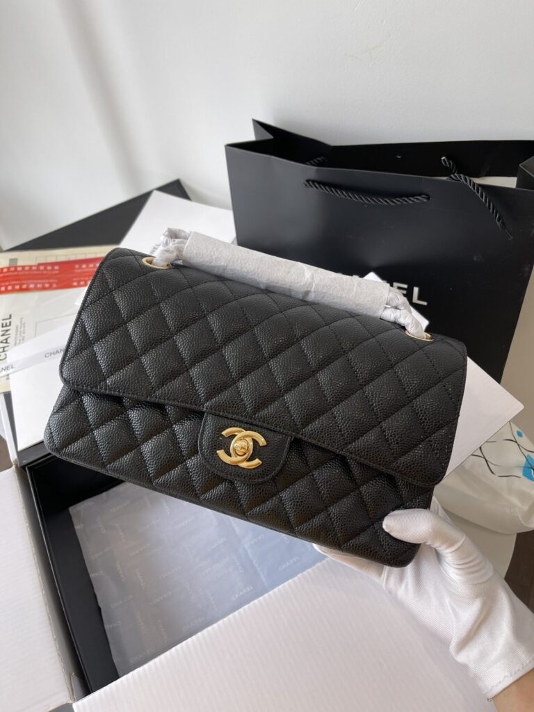 Túi Xách Chanel Medium Classic Màu Đen Siêu Cấp Da Caviar (1)