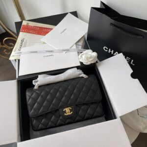 Túi Xách Chanel Medium Classic Màu Đen Siêu Cấp Da Caviar (8)